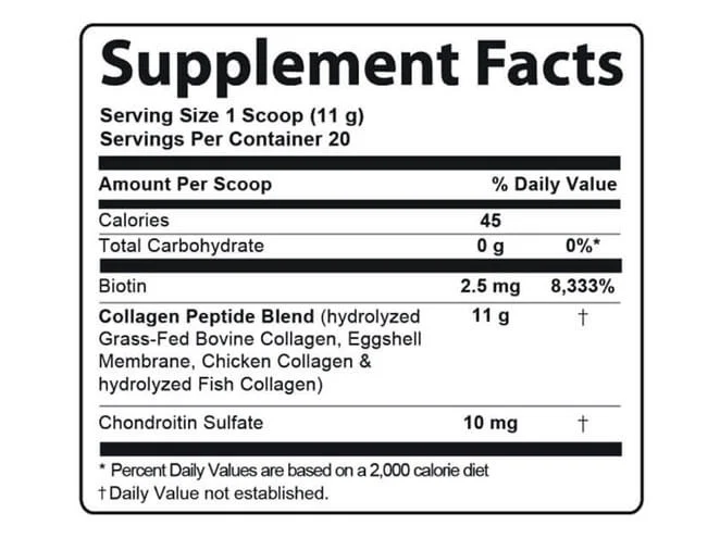 Advanced Collagen Plus Supplement Fact