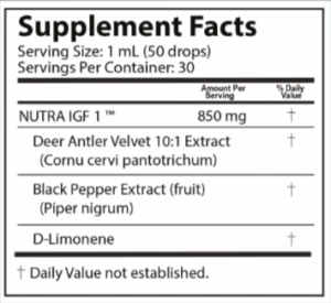 Nutra IGF+ supplement facts