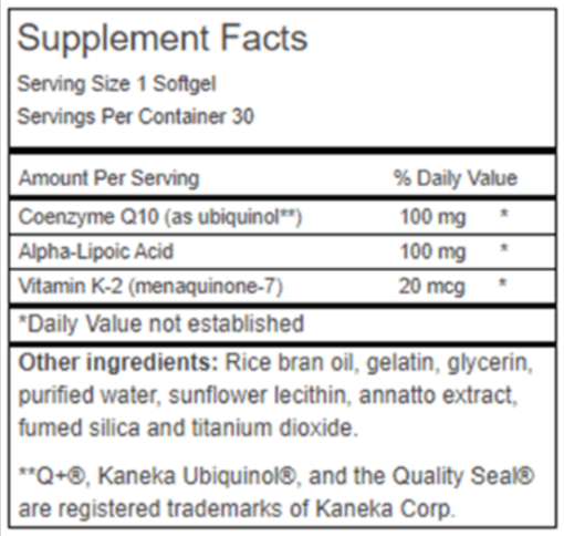 Ubiquinol CoQ10 Supplement Facts